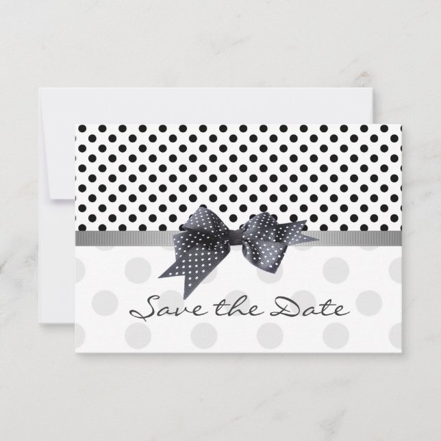 Black and white polka dot Save the Date Wedding In (Front)