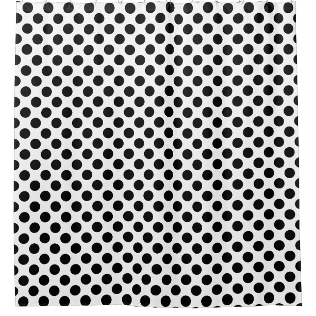 Black and White Polka Dot Shower Curtain (Front)
