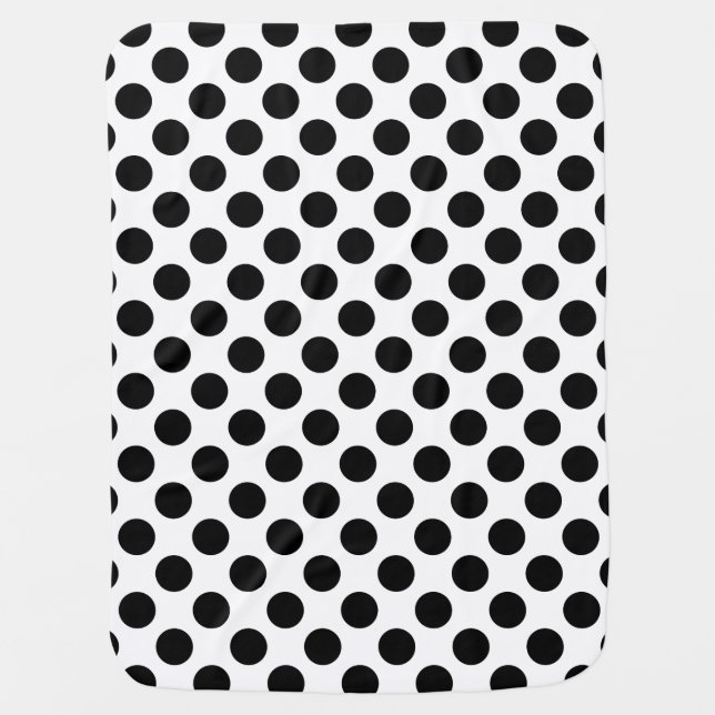 Black and White Polka Dot Swaddle Blanket (Front)
