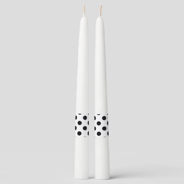 Black and White Polka Dot Taper Candle (Front)
