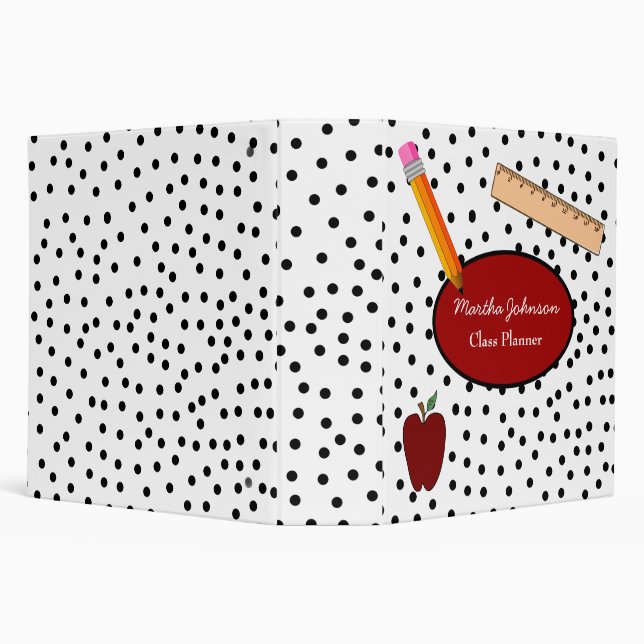Black and White Polka Dot Teacher's Class Planner 3 Ring Binder (Background)