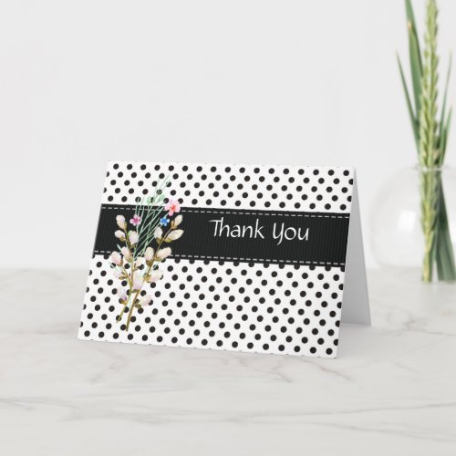 Black and White Polka Dot Thank You Card