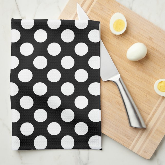 Black and White Polka Dot Towel (Quarter Fold)