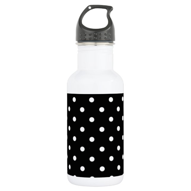 Black And White Polka Dot Water Bottle (Front)