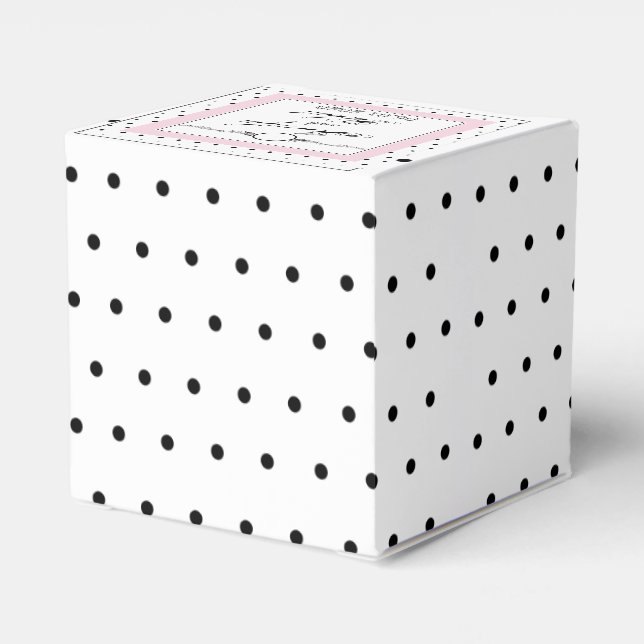 Black and White Polka Dot Wedding Favor Box (Back Side)