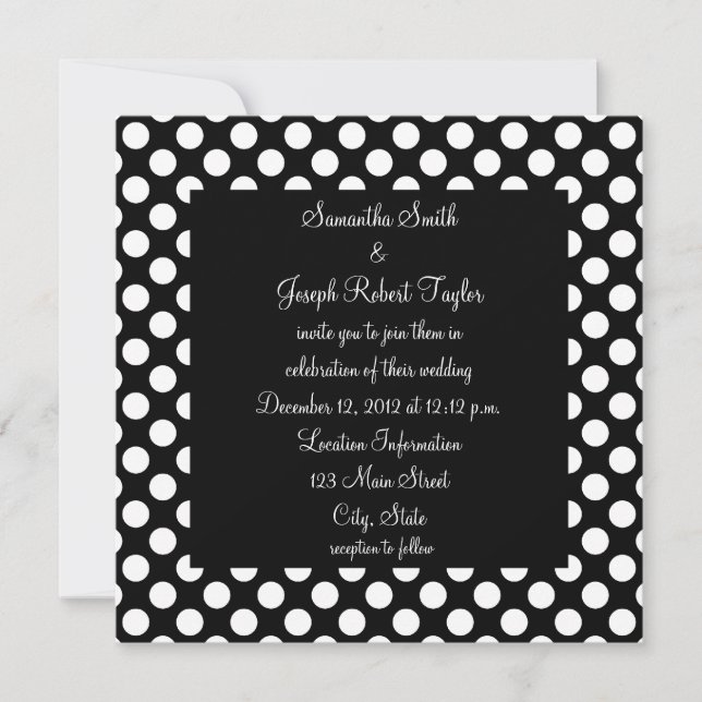 Black and White Polka Dot Wedding Invitation (Front)
