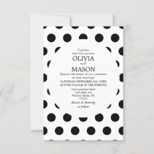 Black and White Polka Dot Wedding Invitation