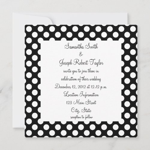 Black and White Polka Dot Wedding Announcement