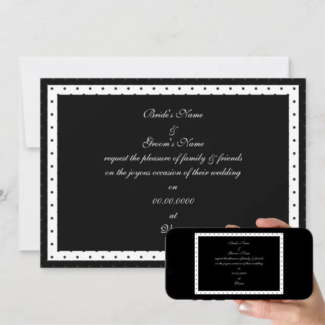 Black And White Polka Dot Wedding Invitation | Zazzle