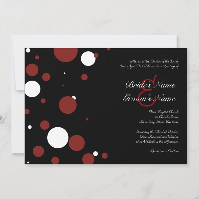 Black and White Polka Dot Wedding Invitation (Front)