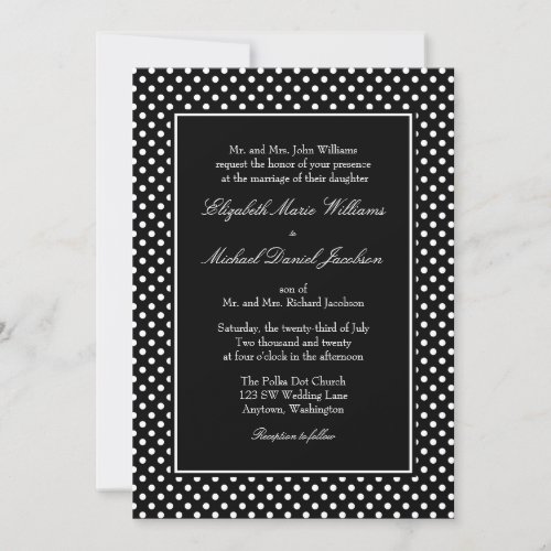Black and White Polka Dot Wedding Invitations