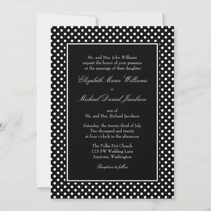 Black And White Polka Dot Wedding Invitations | Zazzle