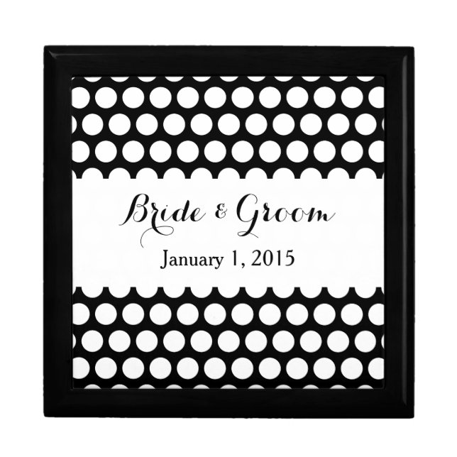 Black and White Polka Dot Wedding Keepsake Box (Front)