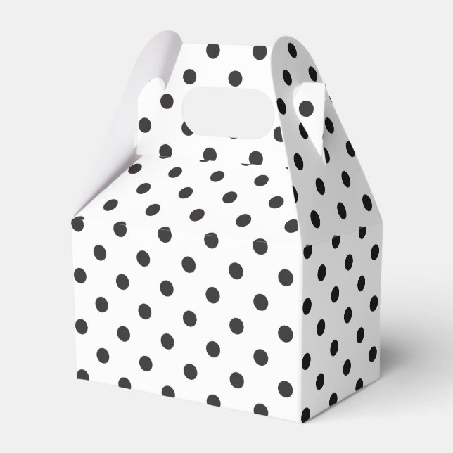 Black And White Polka Dot Wedding Party Favor Boxes (Front Side)