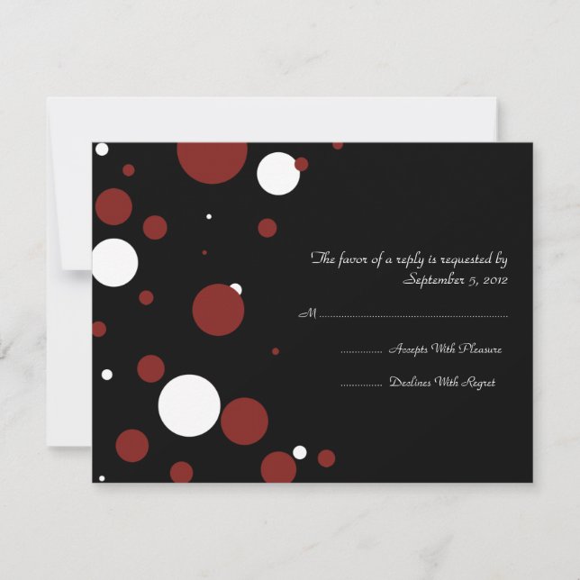 Black and White Polka Dot Wedding RSVP (Front)