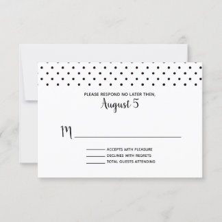 Black and White Polka Dot Wedding RSVP Card