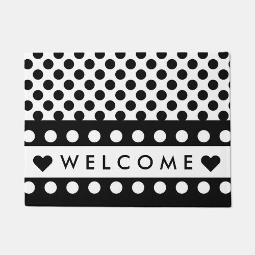 Black And White Polka Dot Welcome Doormat