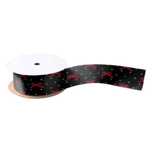 Black and White Polka Dot with Red Ribbon