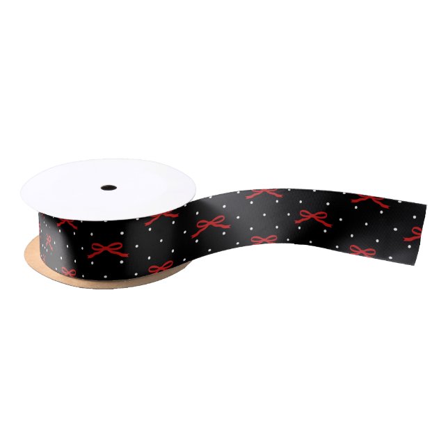 Black and White Polka Dot with Red Ribbon (Spool)