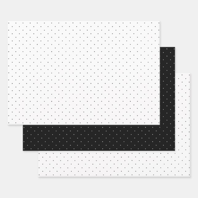 Black and White Polka Dot Wrapping Paper Sheets (Set)