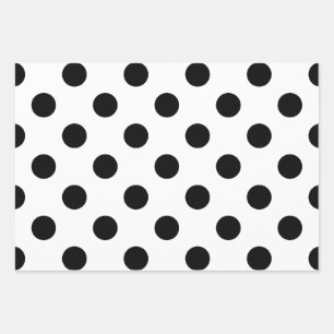 Black and White Polka Dot Wrapping Paper Sheets