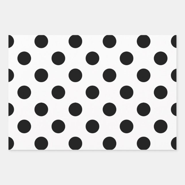 Black and White Polka Dot Wrapping Paper Sheets (Front)