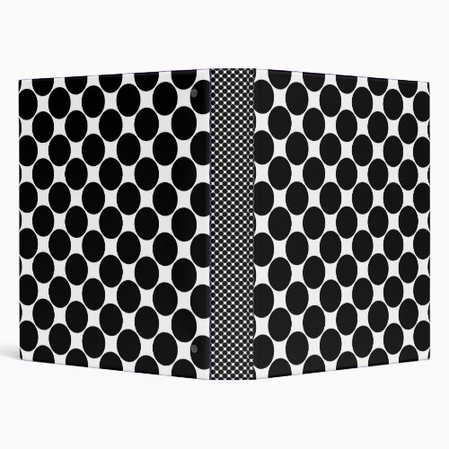 Black and white polka dots 2 3 ring binder