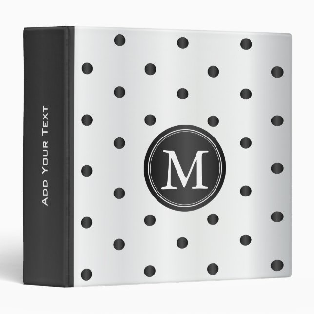 Black and White Polka Dots 3 Ring Binder (Front/Spine)