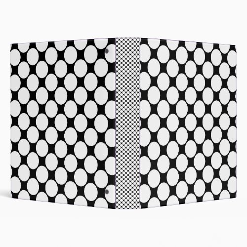 Black and white polka dots 4 3 ring binder