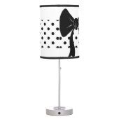 Black and white polka dots and bow desk lamp (Back)
