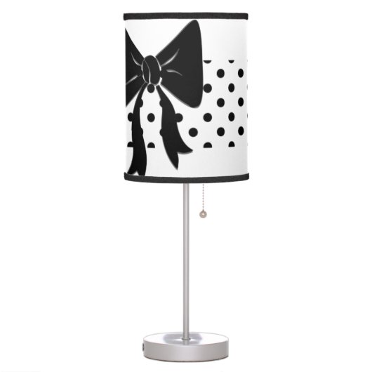 Black and white polka dots and bow desk lamp (Left)