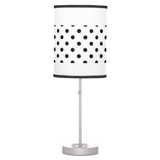 Black and white polka dots and bow desk lamp (Front)