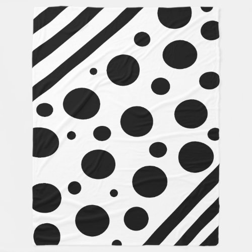 Black and White Polka Dots and Stripes Blanket