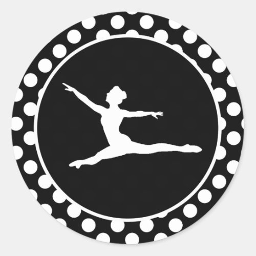 Black and White Polka Dots Ballet Classic Round Sticker