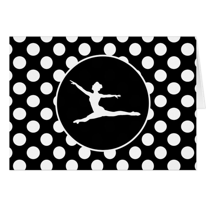 Black and White Polka Dots; Ballet Greeting Card