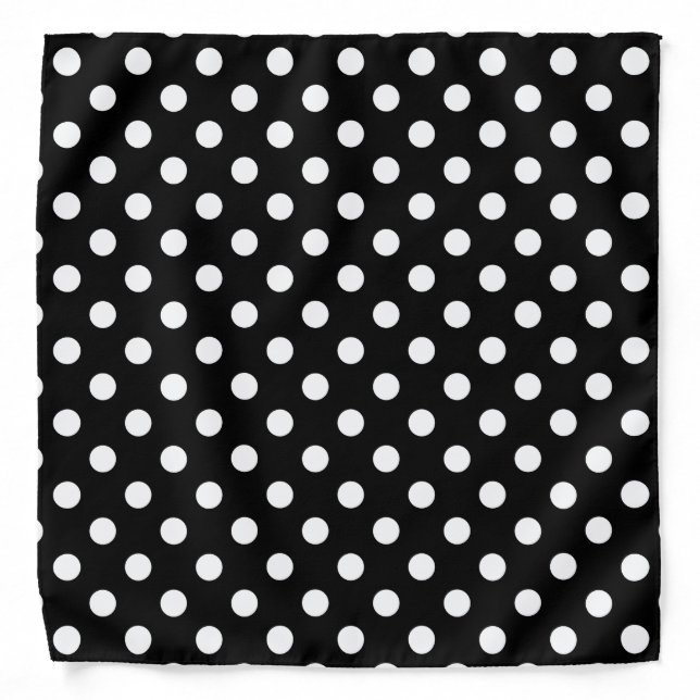 Black and White Polka Dots Bandana (Front)