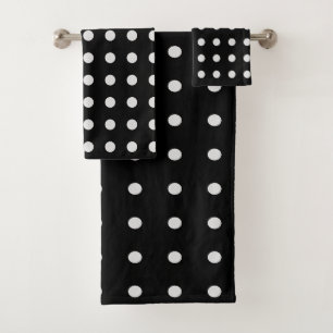 Black and White Polka Dots Bath Towel Set
