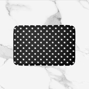 Black White Bath Mat, Minimalist Black Polka Dot Bathroom Rug, Black Dot  Bathroom Decor, Soft Microfiber Non-slip Shower Mat 