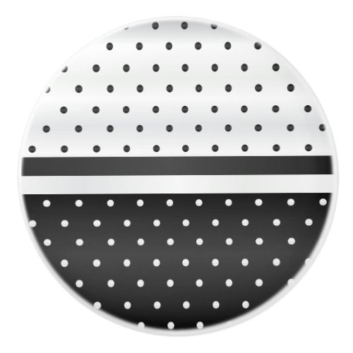 Black and White Polka Dots Ceramic Knob