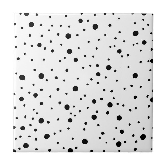 Black and White Polka Dots    Ceramic Tile (Front)