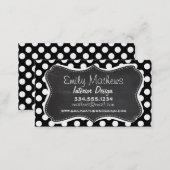 Black and White Polka Dots; Chalkboard look Business Card (Front/Back)