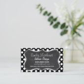 Black and White Polka Dots; Chalkboard look Business Card (Standing Front)