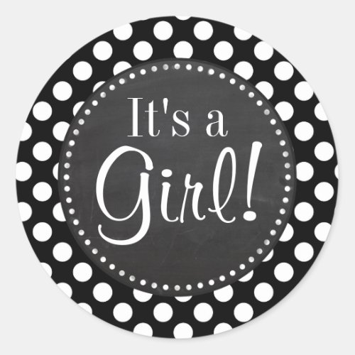 Black and White Polka Dots Chalkboard look Classic Round Sticker