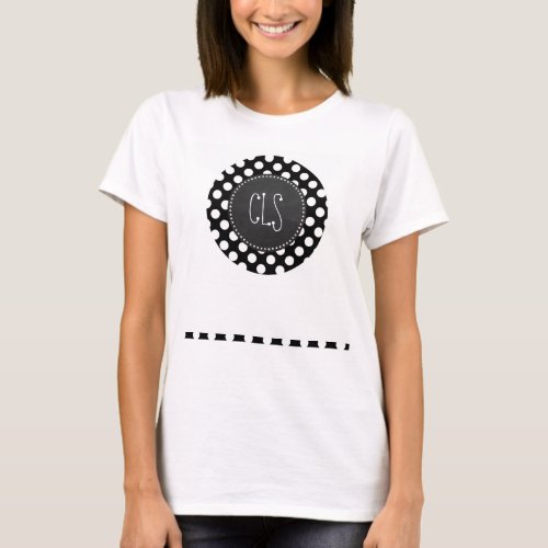 Black and White Polka Dots Chalkboard look T_Shirt