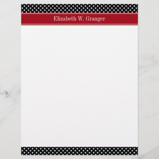 Black and White Polka Dots Cranberry Name Monogram (Front)