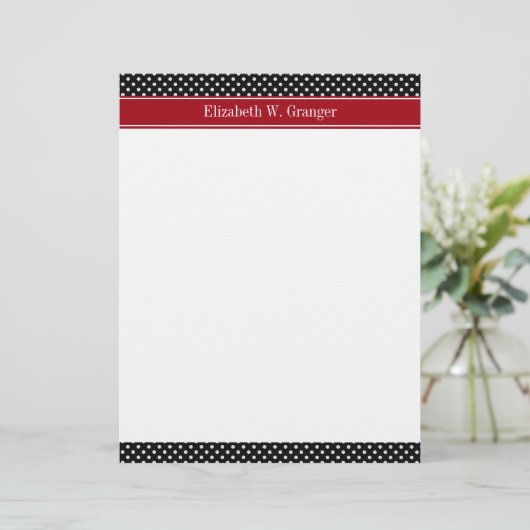 Black and White Polka Dots Cranberry Name Monogram (Standing Front)