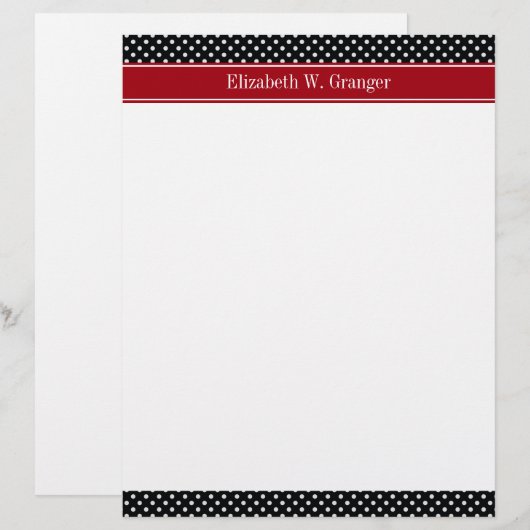 Black and White Polka Dots Cranberry Name Monogram (Front/Back)