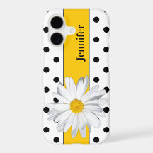 Black and White Polka Dots, Daisy iPhone 11 Case