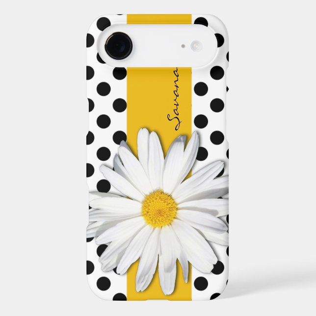 Black and White Polka Dots, Daisy iPhone 7 Case (Back)