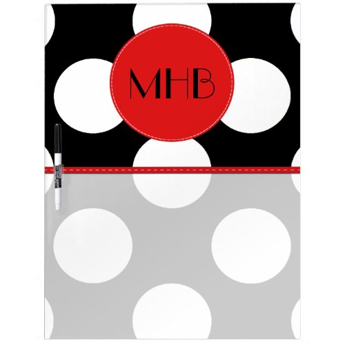 Black and White Polka Dots Dotted Monogram Dry_Erase Board